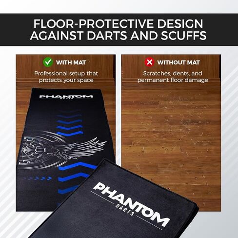 Darts Mat with Oche – Professional Dartboard Mat for Floor Protection, Non-Slip Rubber Backing, Portable Darts Distance Mat with Throwing Lines for Home or Pub in Kuwait