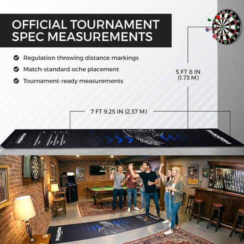 Darts Mat with Oche – Professional Dartboard Mat for Floor Protection, Non-Slip Rubber Backing, Portable Darts Distance Mat with Throwing Lines for Home or Pub in Kuwait
