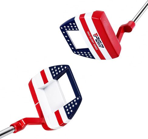 PGM Old Glory Golf Putter 34 "مضرب مطرقة باليد اليمنى للرجال والنساء، رأس من سبائك الزنك، عمود من الفولاذ المقاوم للصدأ، تصميم علم الولايات المتحدة الأمريكية، مضرب محاذاة عالي MOI مع غطاء للرأس in Kuwait