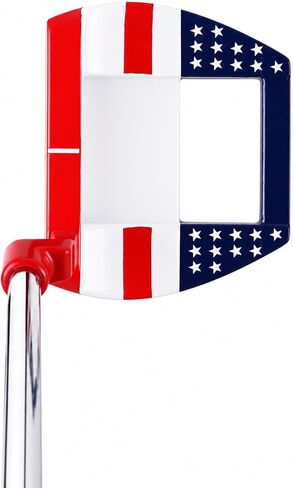 PGM Old Glory Golf Putter 34 "مضرب مطرقة باليد اليمنى للرجال والنساء، رأس من سبائك الزنك، عمود من الفولاذ المقاوم للصدأ، تصميم علم الولايات المتحدة الأمريكية، مضرب محاذاة عالي MOI مع غطاء للرأس in Kuwait