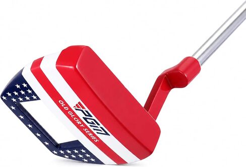 PGM Old Glory Golf Putter 34 "مضرب مطرقة باليد اليمنى للرجال والنساء، رأس من سبائك الزنك، عمود من الفولاذ المقاوم للصدأ، تصميم علم الولايات المتحدة الأمريكية، مضرب محاذاة عالي MOI مع غطاء للرأس in Kuwait