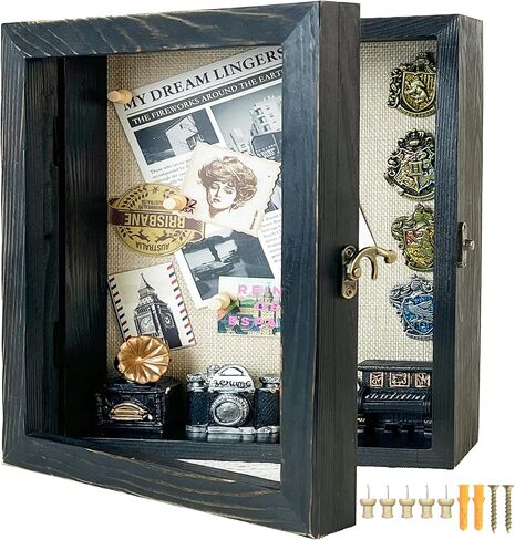 إطار صندوق ظلال خشبي أصلي مقاس 16 × 20 صندوق ظلال مع أرفف صندوق ظلال تذكاري بعمق داخلي 2.6 بوصة مع ظهر من الكتان للحرف اليدوية وإطارات الصور والميداليات والعملات المعدنية ومجموعة الدبابيس والمزيد in Kuwait