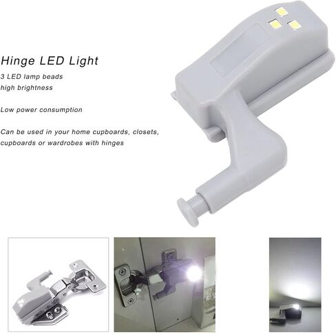 10pcs FTVOGUE Modern ABS Hinge LED Light,Pack Hinge LED Sensor Light 3 LED Lamp Beads,Cool White for Kitchen Home Cabinets, Cupboards & Wardrobes in Kuwait
