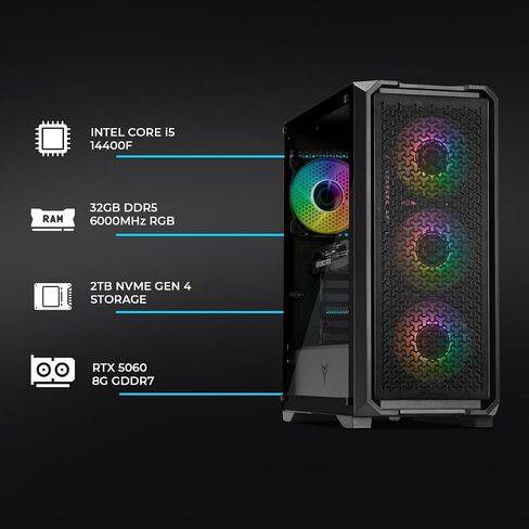 Yeyian Tanto AI Gaming Desktop - AMD Ryzen 7 9700X 5.5 GHz | RTX 5070 12GB GDDR7 | 32GB DDR5 RGB 6000MHz | 2TB Gen4 NVME SSD | B650 Wi-Fi | 750W 80+ الذهب | اربح 11 منزلًا للبرج المُصنَّف مسبقًا in Kuwait
