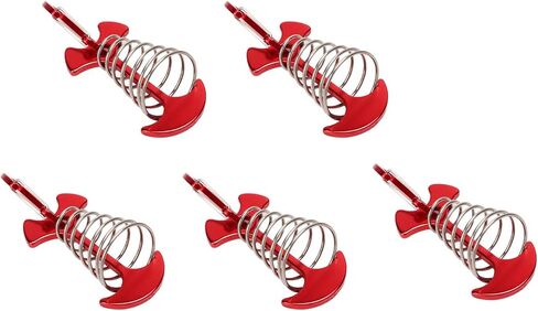 Keenso Deck Anchor Pegs Aluminum Alloy and Stainless Steel Tent Awning Deck Anchor Pegs 5 Pack 66mm Spring Hook for Camping Outdoor Entertainment Group Building in Kuwait