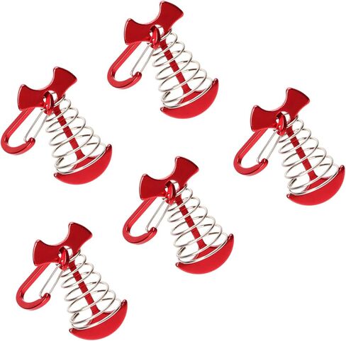 Keenso Deck Anchor Pegs Aluminum Alloy and Stainless Steel Tent Awning Deck Anchor Pegs 5 Pack 66mm Spring Hook for Camping Outdoor Entertainment Group Building in Kuwait