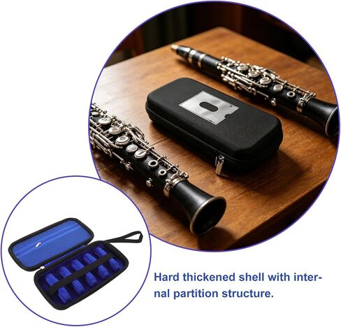 Black Saxophone Mouthpiece Storage Bag with Protective Padding and Moisture Proof Cotton Material, 6pcs Capacity with Internal Divider for Clarinet and Bass Clarinet, in Kuwait