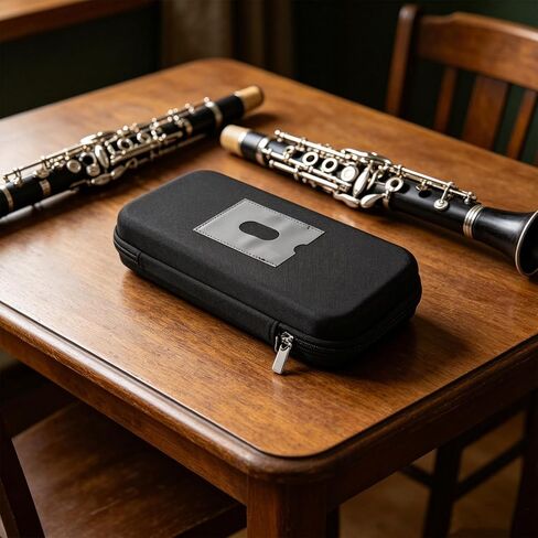Black Saxophone Mouthpiece Storage Bag with Protective Padding and Moisture Proof Cotton Material, 6pcs Capacity with Internal Divider for Clarinet and Bass Clarinet, in Kuwait