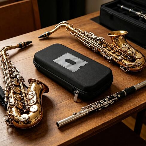 Black Saxophone Mouthpiece Storage Bag with Protective Padding and Moisture Proof Cotton Material, 6pcs Capacity with Internal Divider for Clarinet and Bass Clarinet, in Kuwait