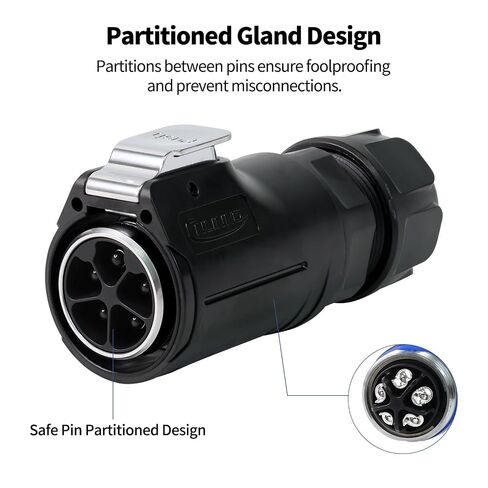 CNLINKO LP-32 5 Pin IP68 موصل دائري صناعي 50A 500V | مقبس بأربعة ثقوب، قابس كهربائي مقاوم للماء M32، تصميم قفل الدفع، لحام، للبيئات القاسية، المعدات الخارجية in Kuwait