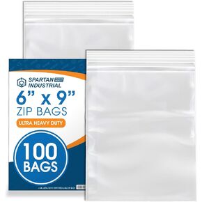 Spartan Industrial - 13" X 15" Plastic Zip Bags (6 Mil, 100 Count) - Extra Heavy-Duty Zip Bags for Clothing, Tools, Storage - Resealable Lock Seal Zipper in Kuwait