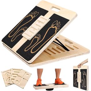 Wooden Slant Board for Exercise & 17.5" Wide Calf Stretch Board | Adjustable Incline Board with 12 Angles for Squats and Physical Therapy, Funny Balance Board with 3 Difficulty Maze Tracks in Saudi Arabia