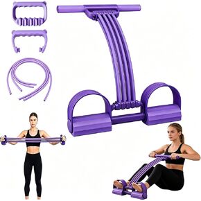 Pedal Resistance Band with Handle, 2026 New Upgraded 8-Tube 3-in-1 Multi-Function Foot Pedal Puller for Back Stretch & Chest Expand, Portable Latex Fitness with 4 Extra Replacement Tubes in Saudi Arabia