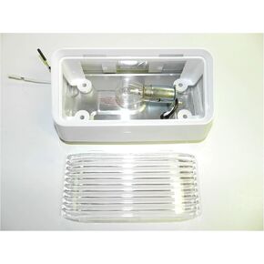 RVPL1C 12 volt RV Porch Light rectangle clear lens camper RV trailer white exterior in Kuwait