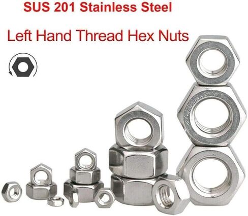 Hexagonal nut， Hardware Nuts，Hex Nuts，30pcs M4 Metric Left Hand Thread Hex Nut 201 Stainless Steel Reverse Hexagon Nuts Tooth in Saudi Arabia