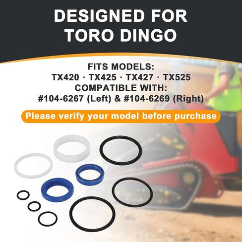 مجموعة إعادة بناء أسطوانة الرفع من Motoparty لسيارة Toro Dingo TX420 TX425 TX427 TX525، بديلة لمجموعة أختام Toro 104-6268 والحلقات الدائرية in Kuwait