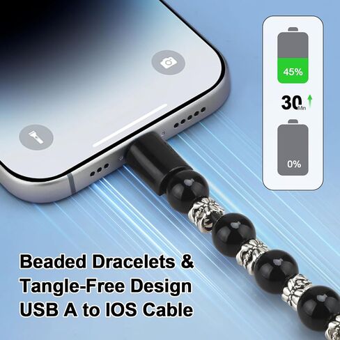 AOLCEV لـ iPhone Charging Cable Bead Bead Bead Scord Fast Charger Cord 66W [MFI Certified] for iPhone Charging Cord Creative Wrist Charger Cable for iPhone 14 13 Pro Max in Kuwait