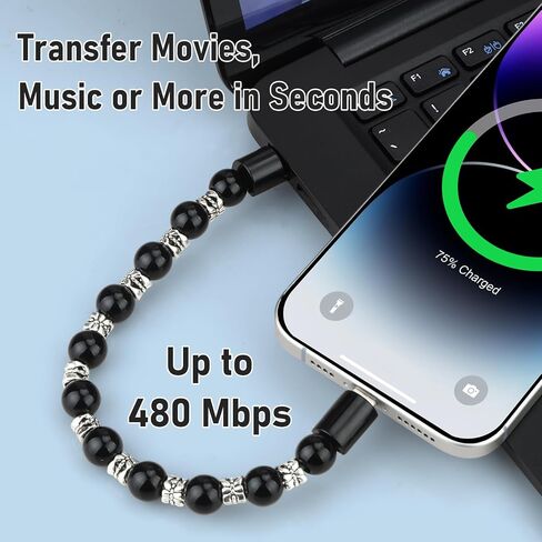 AOLCEV لـ iPhone Charging Cable Bead Bead Bead Scord Fast Charger Cord 66W [MFI Certified] for iPhone Charging Cord Creative Wrist Charger Cable for iPhone 14 13 Pro Max in Kuwait