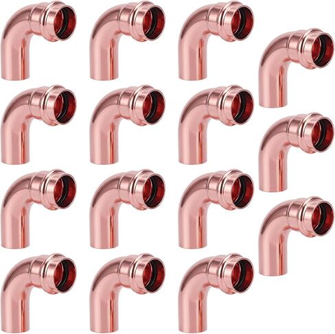 Zonon 15 Packs Copperpress Fittings 1/2'' Ftg x Press Lf Copper 90 Degree Elbow Pressure Fittings Heavy Duty Pipe Fitting Lbp Design for Copper Pipe Connection Residential Commercial Plumbing in Kuwait