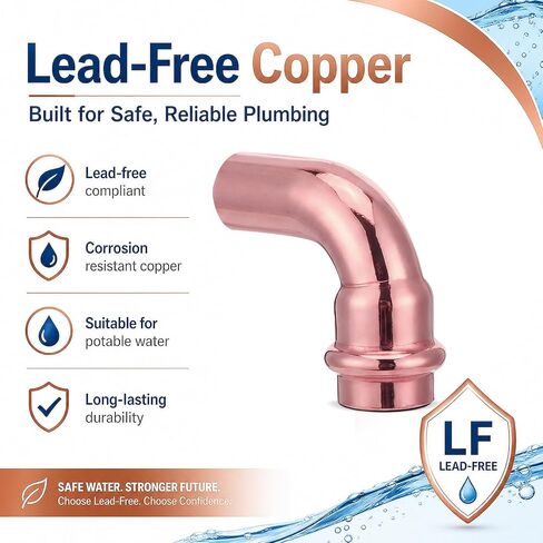 Zonon 15 Packs Copperpress Fittings 1/2'' Ftg x Press Lf Copper 90 Degree Elbow Pressure Fittings Heavy Duty Pipe Fitting Lbp Design for Copper Pipe Connection Residential Commercial Plumbing in Kuwait