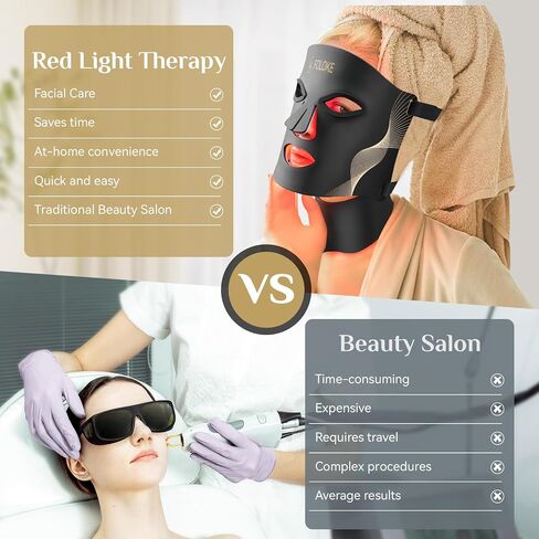 Foroke LED Therapy Therapy Care Care ، LEDS Face Mask & Neck Mask Red - طول موجة للاستخدام المنزلي ، - Made Advanced Skincy Made (رمادي) in Kuwait