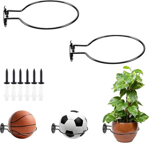 Wall Mount Basketball Holder, Metal Ball Display Rack for Basketball, Football & Soccer, Easy Install Sports Ball Wall Mount for Boys Room Decor, Game Room & Home Organization in Kuwait
