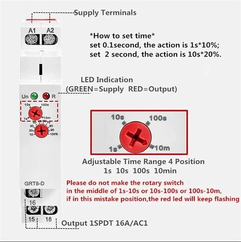 GRT8-D True Delay Off Relay Without Supply Voltage AC/DC12V-240V 1SPDT Time Relay in Saudi Arabia