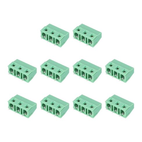 MECCANIXITY 10Pcs 2 Pin PCB Mount Screw Terminal Block Connector 5.08mm 0.2 Inch Pitch PCB Wiring Terminal 300V 10A for 22-12AWG Cable, Green in Kuwait