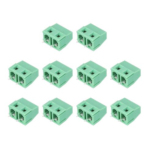 MECCANIXITY 10Pcs 2 Pin PCB Mount Screw Terminal Block Connector 5.08mm 0.2 Inch Pitch PCB Wiring Terminal 300V 10A for 22-12AWG Cable, Green in Kuwait