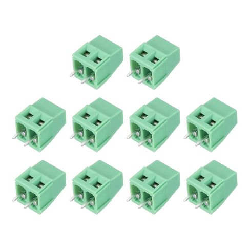 MECCANIXITY 10Pcs 2 Pin PCB Mount Screw Terminal Block Connector 5.08mm 0.2 Inch Pitch PCB Wiring Terminal 300V 10A for 22-12AWG Cable, Green in Kuwait