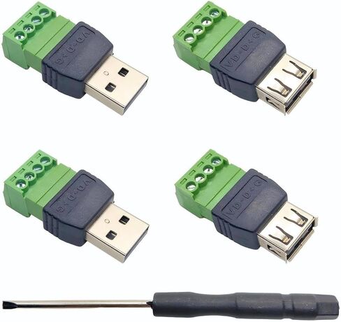 4 عبوات USB 2.0 Type-A ذكر/أنثى إلى موصل طرفي برغي 4 دبابيس، محول توصيل محمول in Kuwait