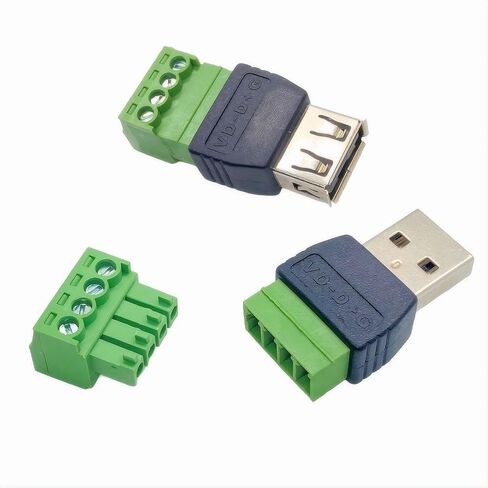 4 عبوات USB 2.0 Type-A ذكر/أنثى إلى موصل طرفي برغي 4 دبابيس، محول توصيل محمول in Kuwait