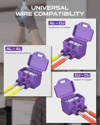 2-Port Aluminum-to-Copper Wire Connectors, 7 Pack Screw Terminal Electrical Wire Connectors, Pre-Filled with Oxide Inhibitor for Solid & Stranded Wires, Residential & Industrial Wiring in Kuwait