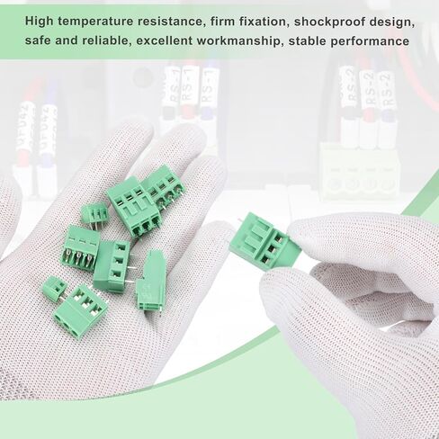 MECCANIXITY 10Pcs 3 Pin PCB Mount Screw Terminal Block Connector 3.5mm 0.14 Inch Pitch PCB Wiring Terminals 300V 10A for 26-16AWG Cable, Green in Kuwait
