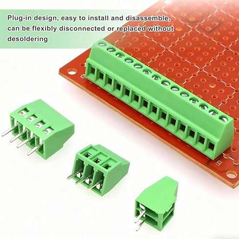 MECCANIXITY 10Pcs 3 Pin PCB Mount Screw Terminal Block Connector 3.5mm 0.14 Inch Pitch PCB Wiring Terminals 300V 10A for 26-16AWG Cable, Green in Kuwait