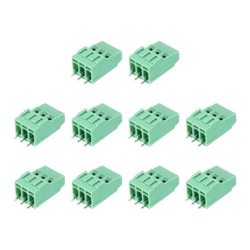 MECCANIXITY 10Pcs 3 Pin PCB Mount Screw Terminal Block Connector 3.5mm 0.14 Inch Pitch PCB Wiring Terminals 300V 10A for 26-16AWG Cable, Green in Kuwait