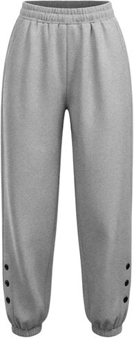 Womens Jogger Pants Elastic Waist Lounge Trousers | Elastic Cuffs, Relaxed Fit, Daily Wear, Weekend, Travel, Comfortable, Soft, Pull on Style, Adjustable Drawstring in Saudi Arabia
