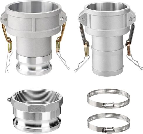 DA4030 Type DA Cam and Groove Hose Fitting, 4" Female Camlock x 3" Male Camlock, with Cam Lock Fittings 4" Part A and 3" Part C, 125PSI, Aluminum Material in Kuwait