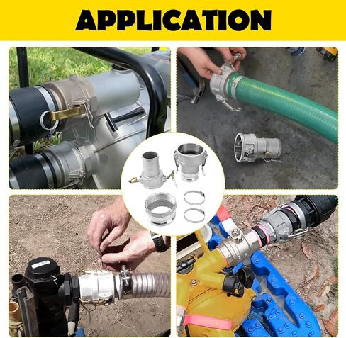 DA4030 Type DA Cam and Groove Hose Fitting, 4" Female Camlock x 3" Male Camlock, with Cam Lock Fittings 4" Part A and 3" Part C, 125PSI, Aluminum Material in Kuwait