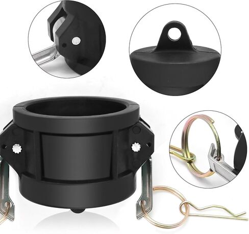 Anxingo 2 Pcs 2" Camlock Fittings, Cam & Groove Hose Fittings | Polypropylene Fittings with Dust Cap, Standard Camlock Fitting with Gasket Inside in Kuwait