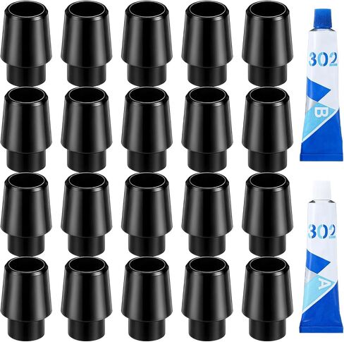 20 Pack Black Golf Ferrules for Irons. 355.370 Inch with 302 AB Glue - Black Golf Shaft Ferrule Replacement Kit with Strong Adhesive, Golfs Club Repair Accessories in Kuwait