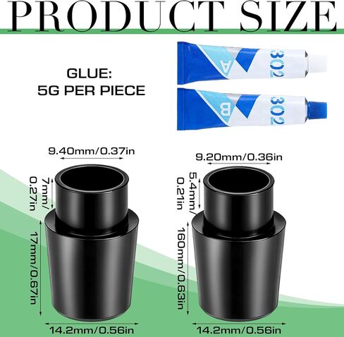 20 Pack Black Golf Ferrules for Irons. 355.370 Inch with 302 AB Glue - Black Golf Shaft Ferrule Replacement Kit with Strong Adhesive, Golfs Club Repair Accessories in Kuwait