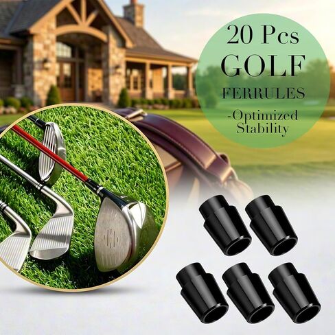 20 Pack Black Golf Ferrules for Irons. 355.370 Inch with 302 AB Glue - Black Golf Shaft Ferrule Replacement Kit with Strong Adhesive, Golfs Club Repair Accessories in Kuwait