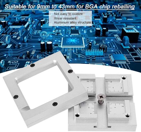 BGA Reballing Station Aluminum Alloy HT - 80H Universal Fixed Steel Mesh Stencil Kit - Durable Wear - Rework Fixture for 9mm to 43mm Chips, Laptop CPU & Mobile Solder in Kuwait