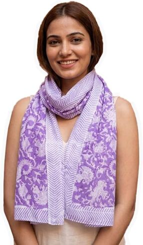 Rastogi Handicrafts Cotton Scarfs For Women Hand Block Printed Indian Traditional Design 70x20 Inch Mini Stall For Girls in Saudi Arabia