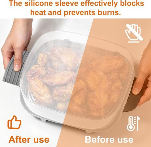 2pcs Silicone Handle Covers for Ninja Crispi Glass Air Fryer, Anti-Slip BPA-Free Air Fryer Handle Covers Dishwasher Safe Compatible with Ninja Crispi Glass Container 2.5QT 4QT 6QT in Kuwait