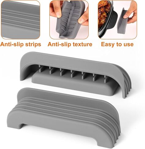 2pcs Silicone Handle Covers for Ninja Crispi Glass Air Fryer, Anti-Slip BPA-Free Air Fryer Handle Covers Dishwasher Safe Compatible with Ninja Crispi Glass Container 2.5QT 4QT 6QT in Kuwait
