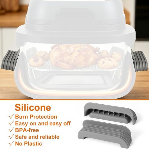 2pcs Silicone Handle Covers for Ninja Crispi Glass Air Fryer, Anti-Slip BPA-Free Air Fryer Handle Covers Dishwasher Safe Compatible with Ninja Crispi Glass Container 2.5QT 4QT 6QT in Kuwait