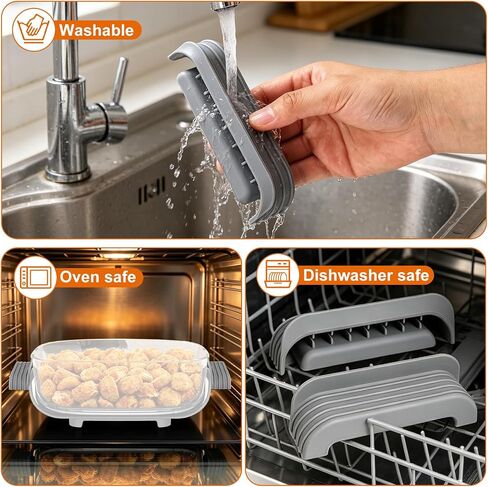 2pcs Silicone Handle Covers for Ninja Crispi Glass Air Fryer, Anti-Slip BPA-Free Air Fryer Handle Covers Dishwasher Safe Compatible with Ninja Crispi Glass Container 2.5QT 4QT 6QT in Kuwait