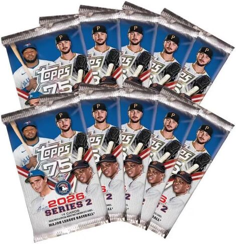 2026 Topps MLB Series 2 بطاقة تجارة البيسبول، صندوق سوبر 14 بطاقة في كل عبوة in Kuwait